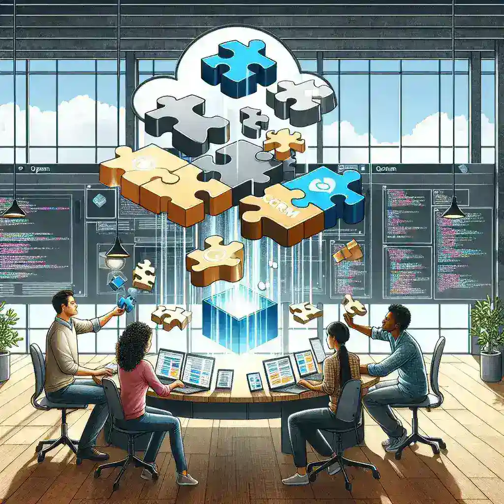 "Image showing a user-friendly interface of a custom-built CRM system using open source software, illustrating features like contact management, sales tracking, and analytics dashboards."