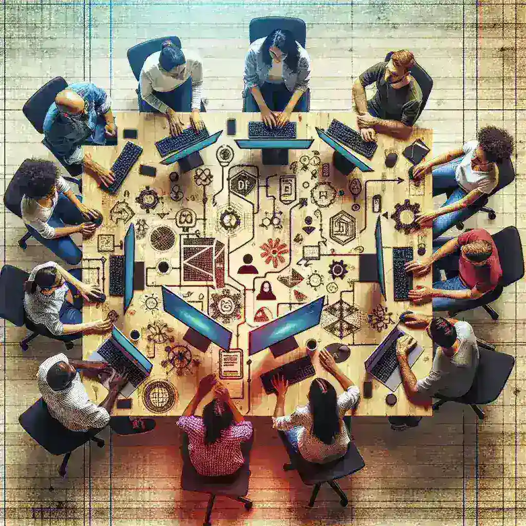 "Image showcasing various virtual hackathon tools on a laptop screen, highlighting features like collaboration, coding, and project management for effective online events."